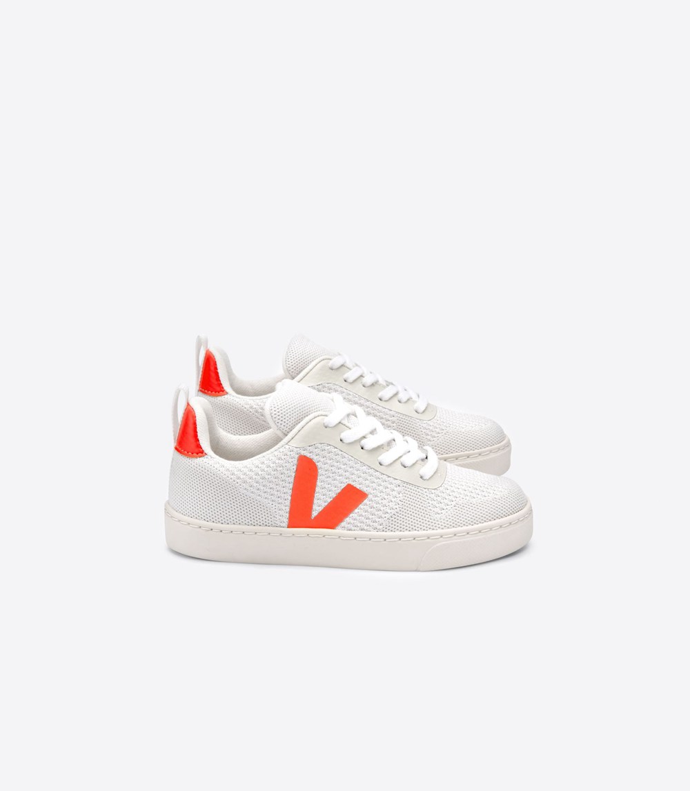 Veja Trainers Kids White/Orange - V-10 Malha - QCMS-54078